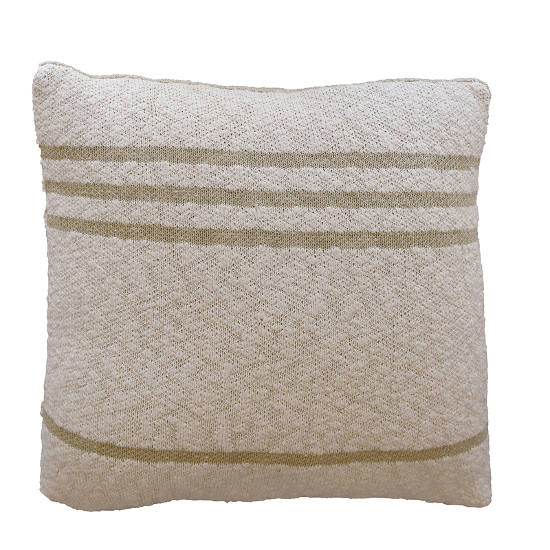 Knitted cushion Duetto Olive – Natural